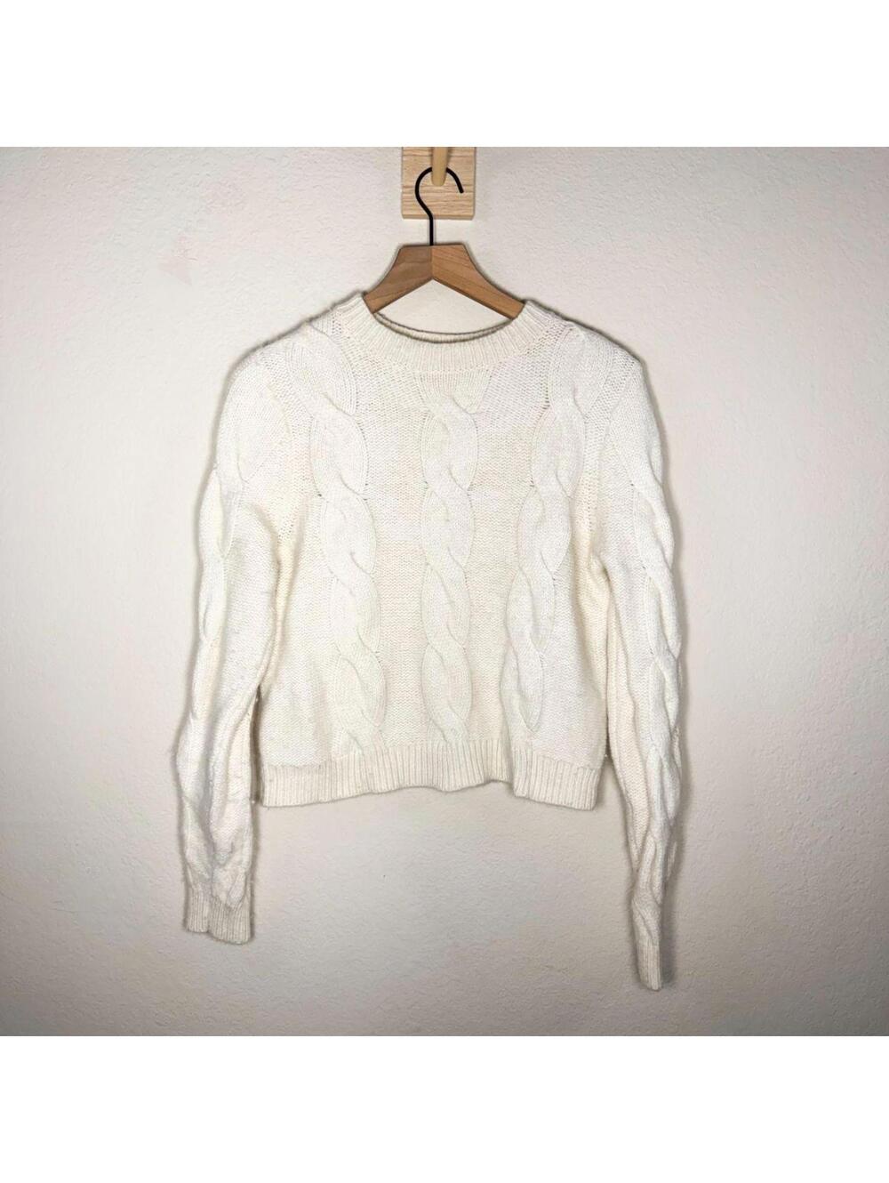 Boden Sweater Women's 10 Cream Knit Wool Blend